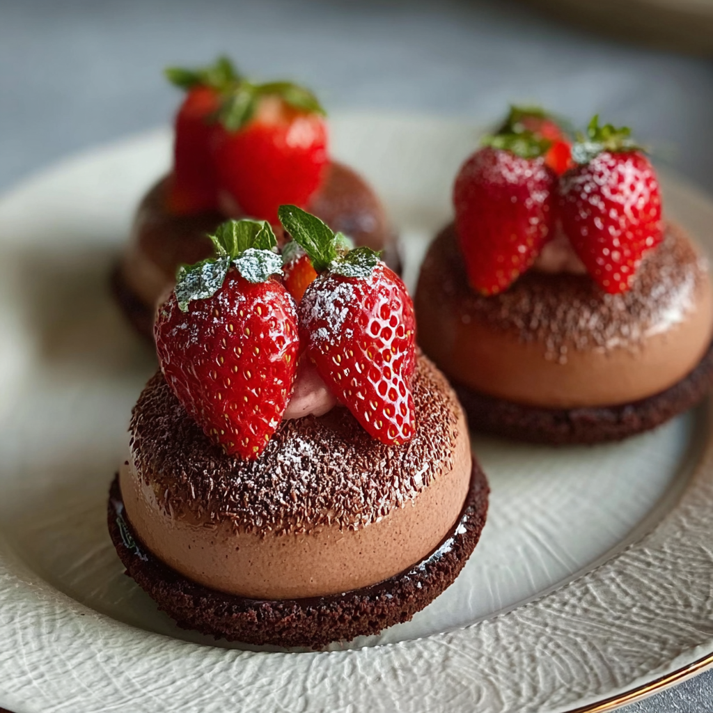 Chocolate Strawberry Mousse Domes