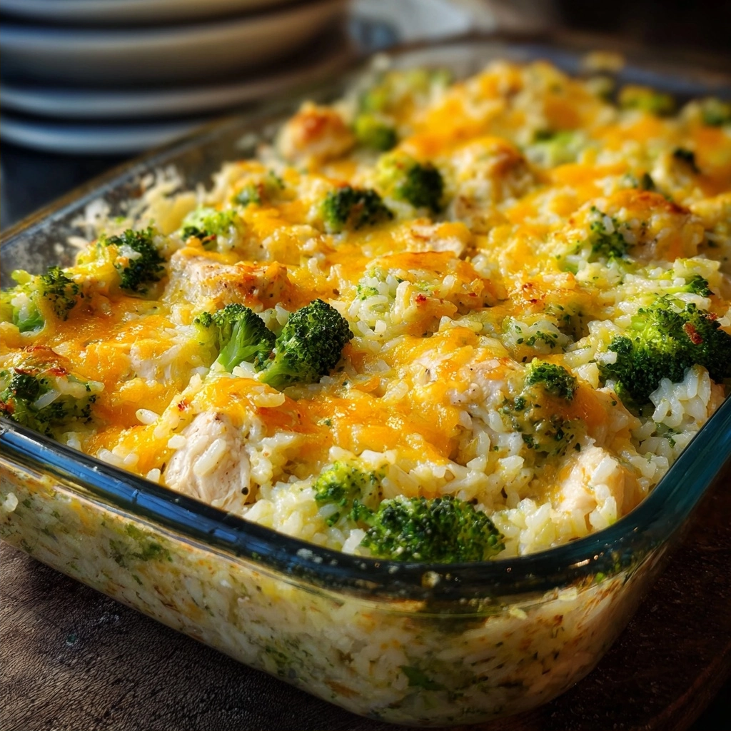 Cheesy Broccoli Chicken and Rice Casserole