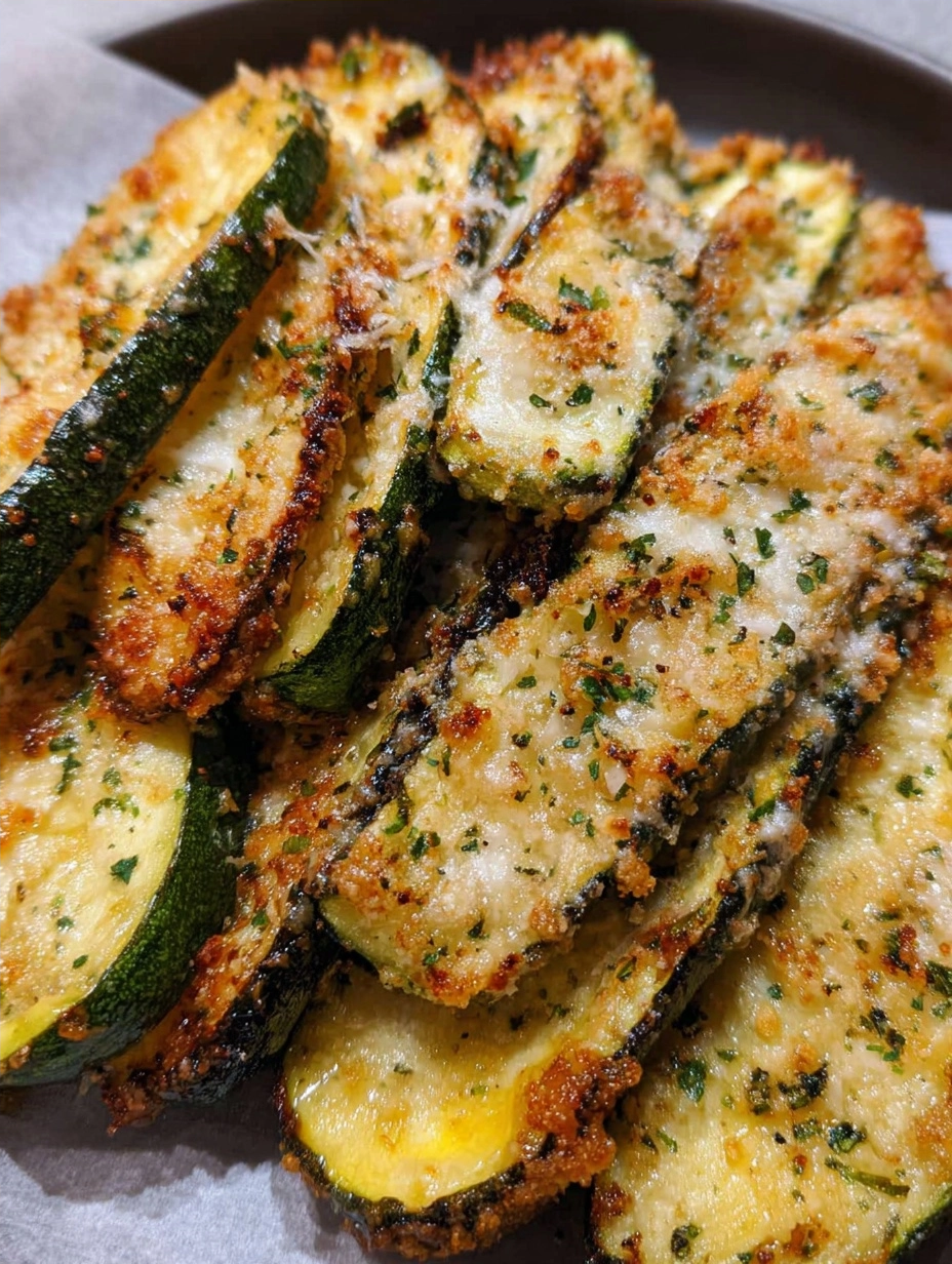 Crispy Crunchy Garlic Parmesan Roasted Zucchini