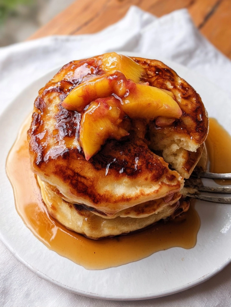 Peach Pancakes: A Fluffy Breakfast with Maple Glazed Peaches