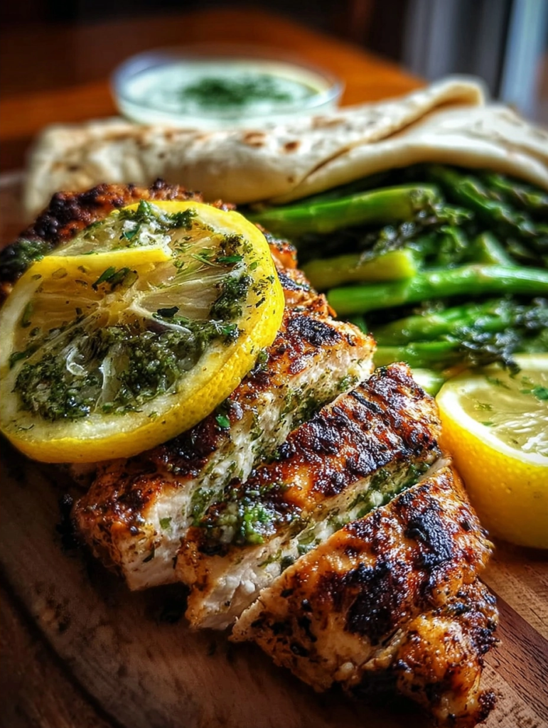 Lemon Herb Chicken in Grilled Tortillas with Caesar Creations