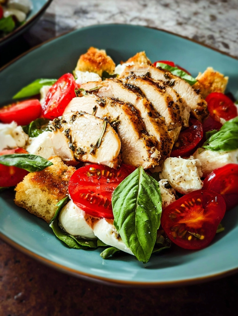 Chicken Caprese Salad with Homemade Croutons