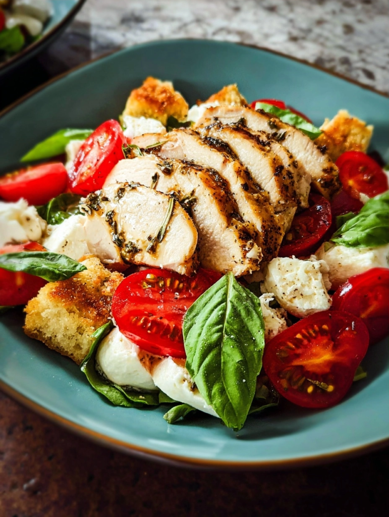 Chicken Caprese Salad with Homemade Croutons
