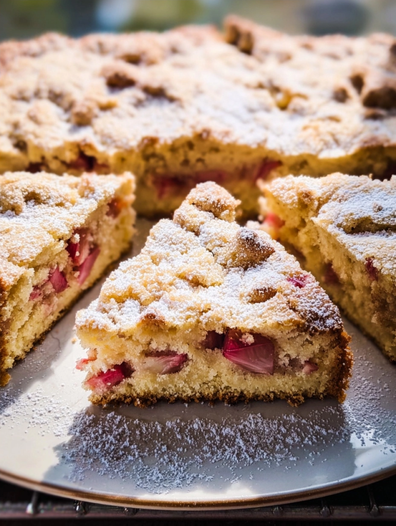 Rhubarb Cake Recipe with Lemon-Butter Pecan Twist