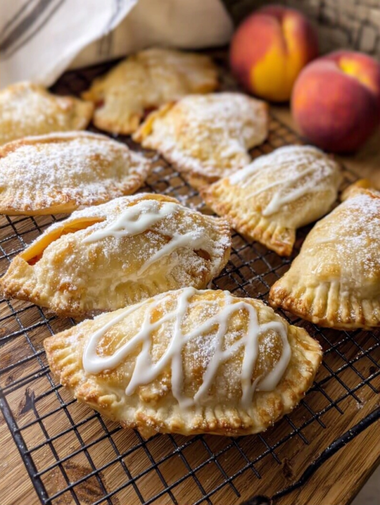 Crispy Peach Hand Pies with Sweet Lemon Icing