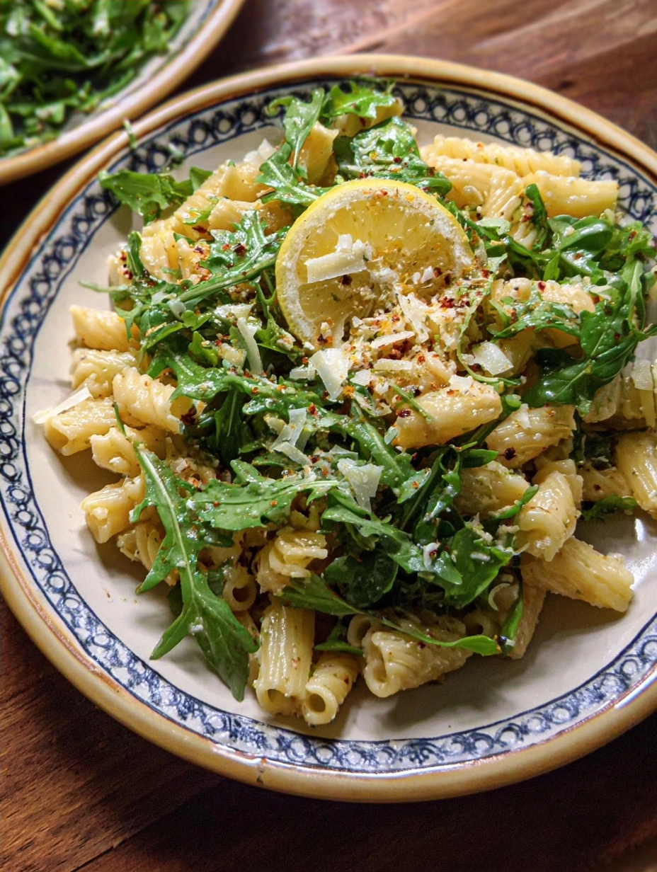 Lemon Arugula Pasta Salad with Walnuts and Herbs